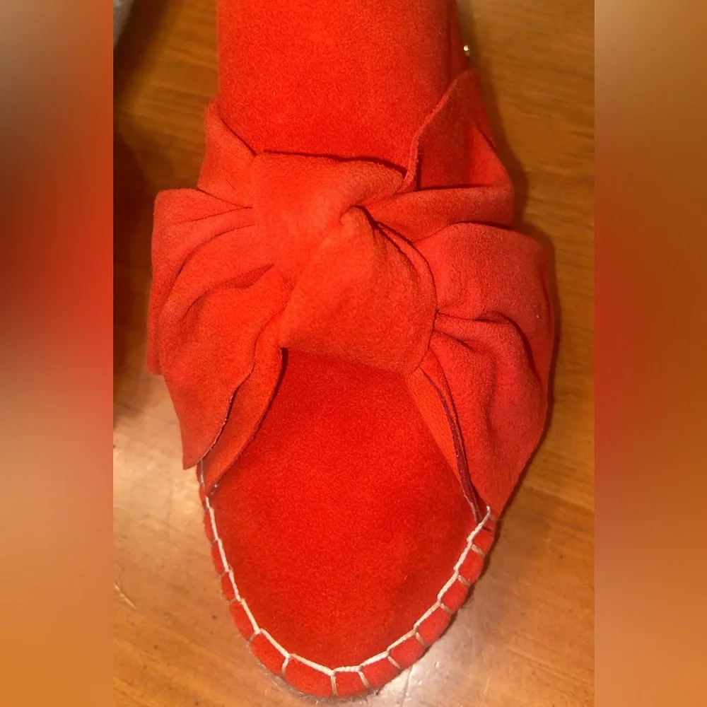 Sam Edelman red suede Lydia bow espadrilles mules size 8